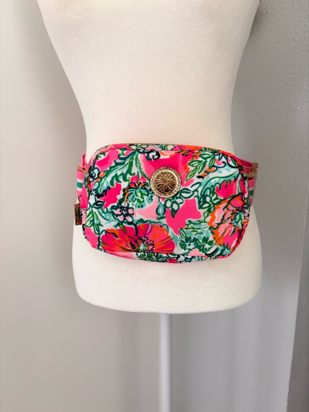 Floral Belt Bag with Gold Medallion